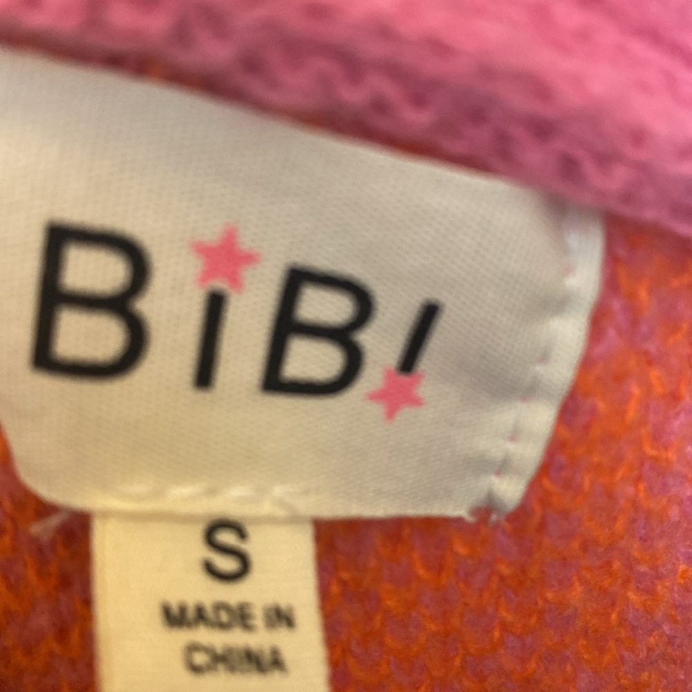 BIBI S Pink and Orange Checkered Sweater S - Picture 3 of 10